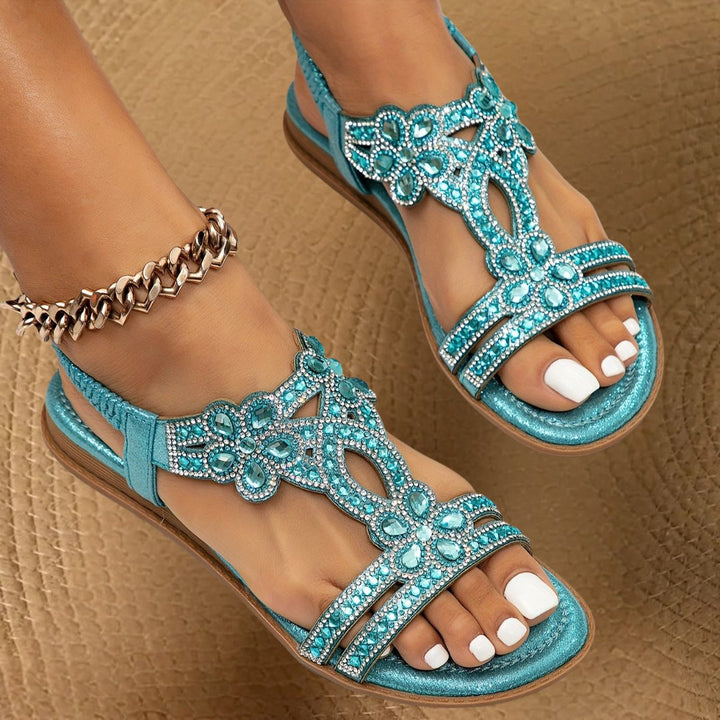 Women's Flat Summer Rhinestone Orthopedic Sandals Detail