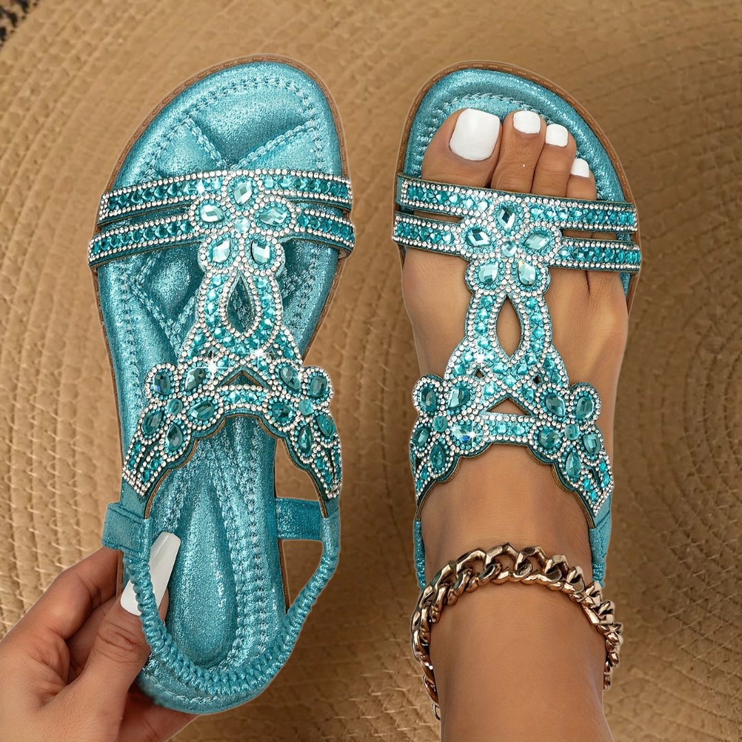 Women's Flat Summer Rhinestone Orthopedic Sandals Hero