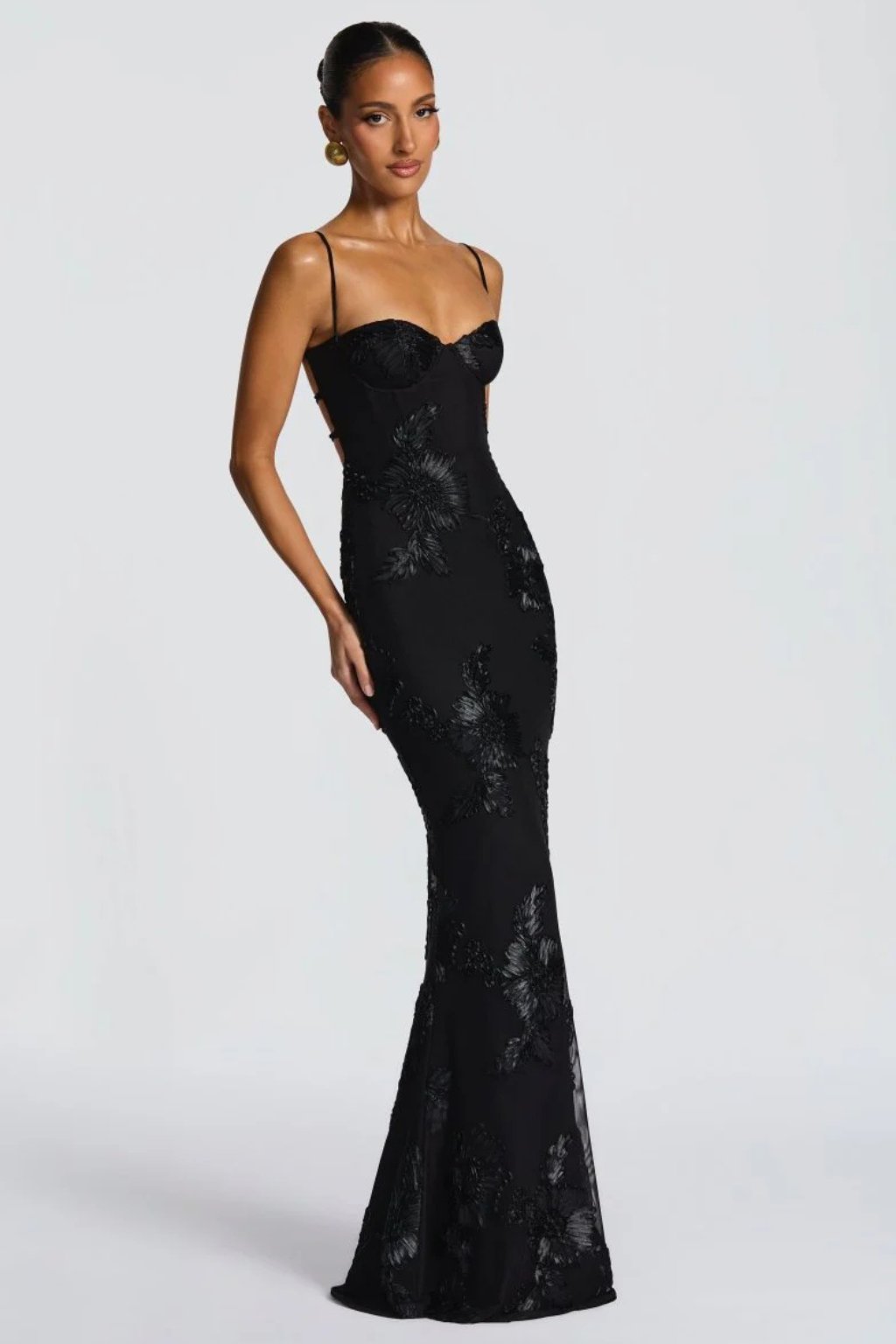Women's Floral Embroidered Corset Cami Strap Wedding Guest Maxi Dress Lifestyle