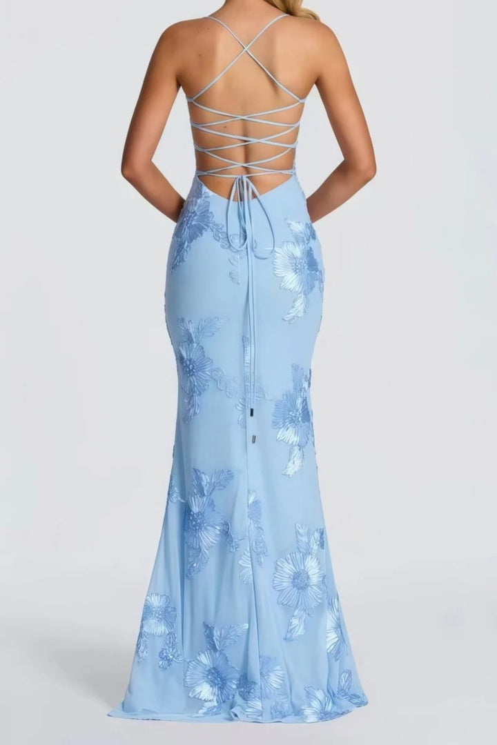 Women's Floral Embroidered Corset Cami Strap Wedding Guest Maxi Dress View 15