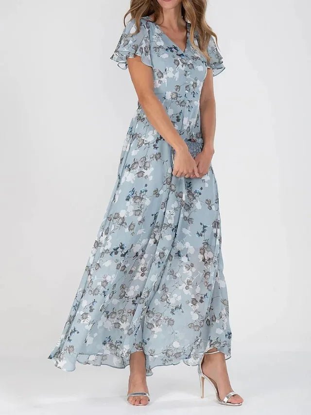 Women's Floral Maxi Dress | Summer Wedding Guest Flutter Sleeve Hero