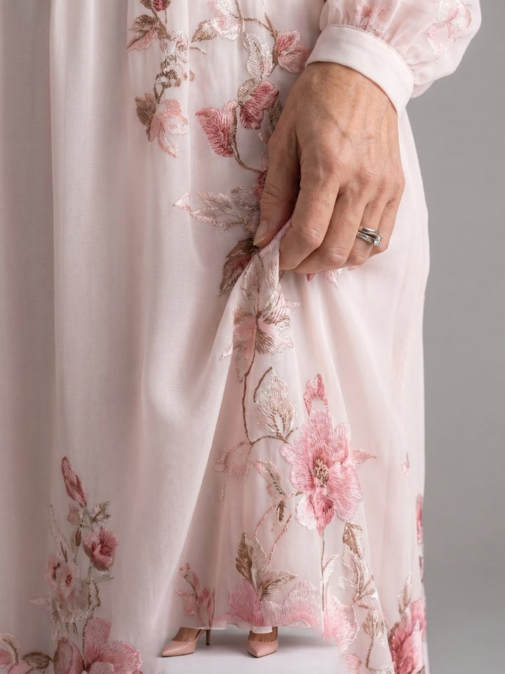 Women's Flowy V-Neck Midi Dress | Long Sleeve Relaxed Fit Side