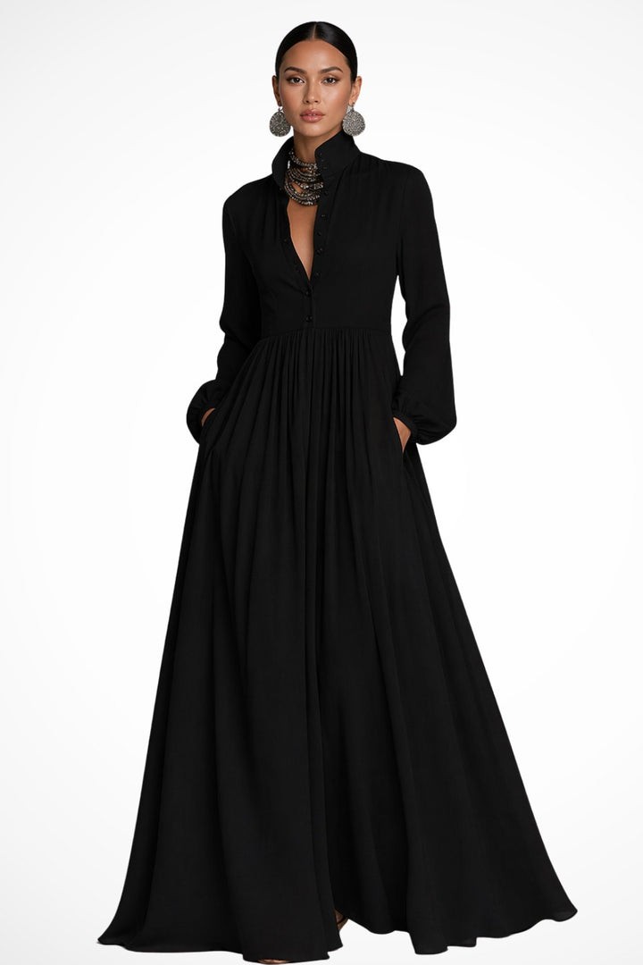 Women's Garden Party Maxi Dress | Button Front with Pockets Angle