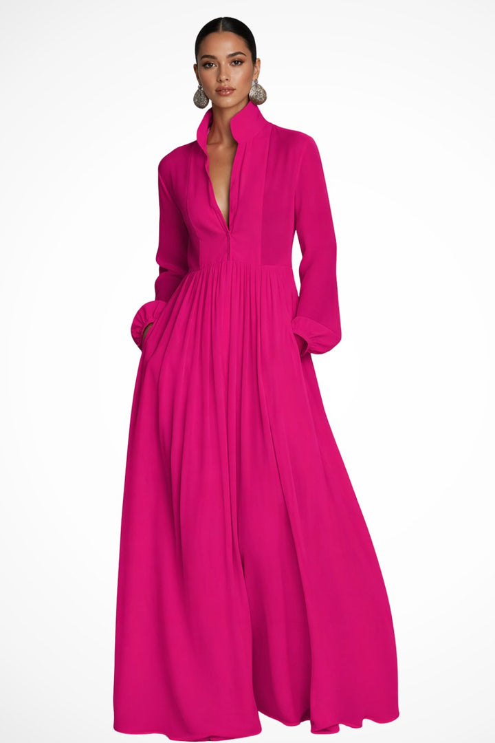 Women's Garden Party Maxi Dress | Button Front with Pockets Front