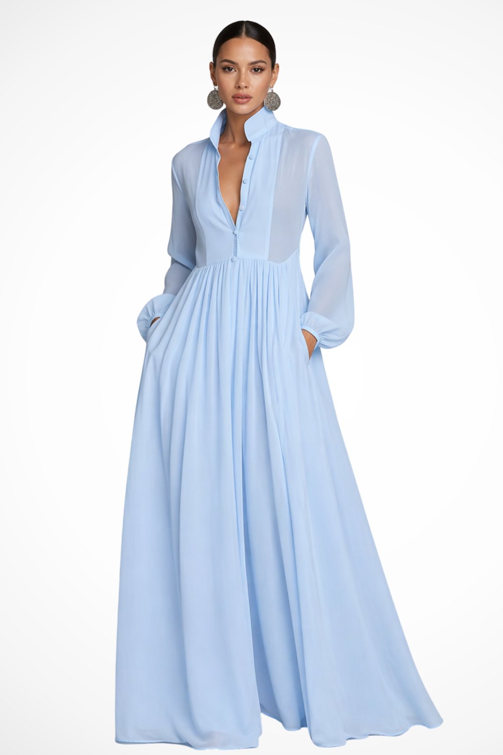 Women's Garden Party Maxi Dress | Button Front with Pockets Hero