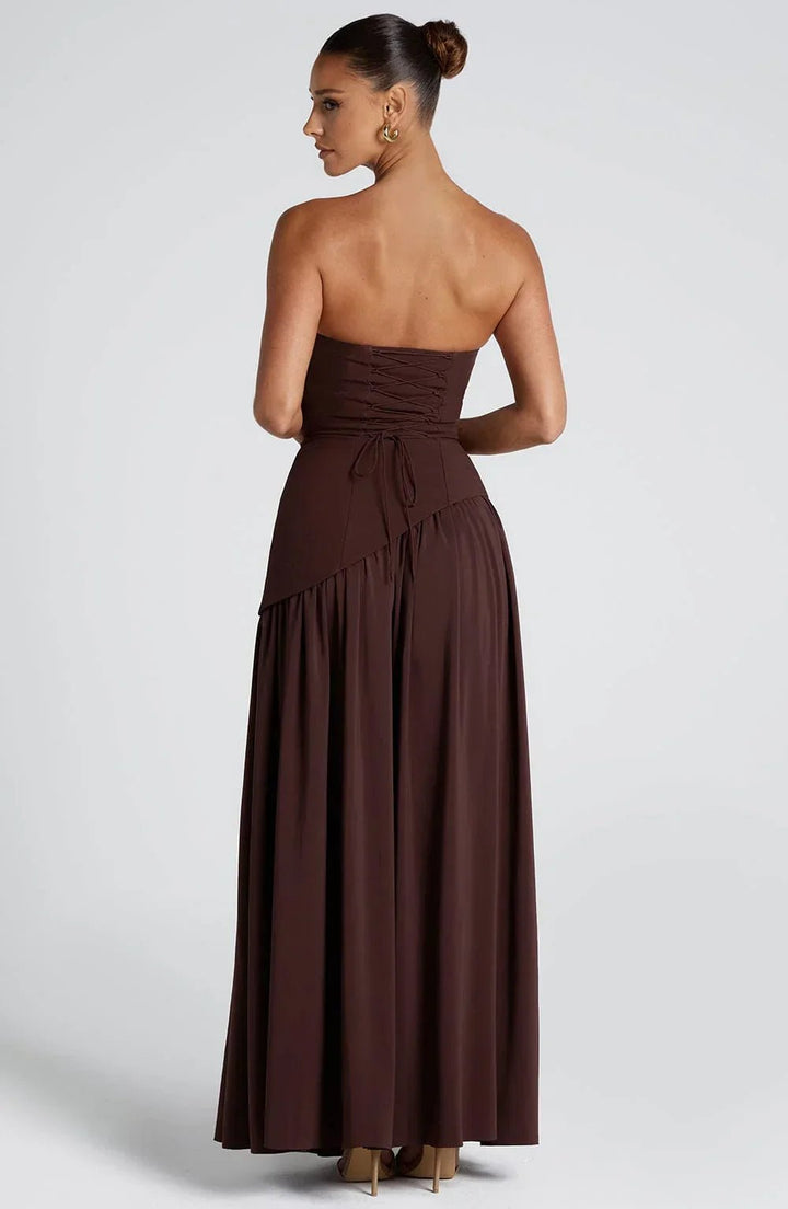 Women's Halterneck Maxi Dress | Wedding Guest High Split Draped Side