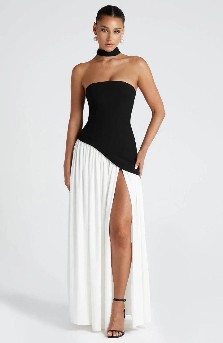 Women's Halterneck Maxi Dress | Wedding Guest High Split Draped View 13