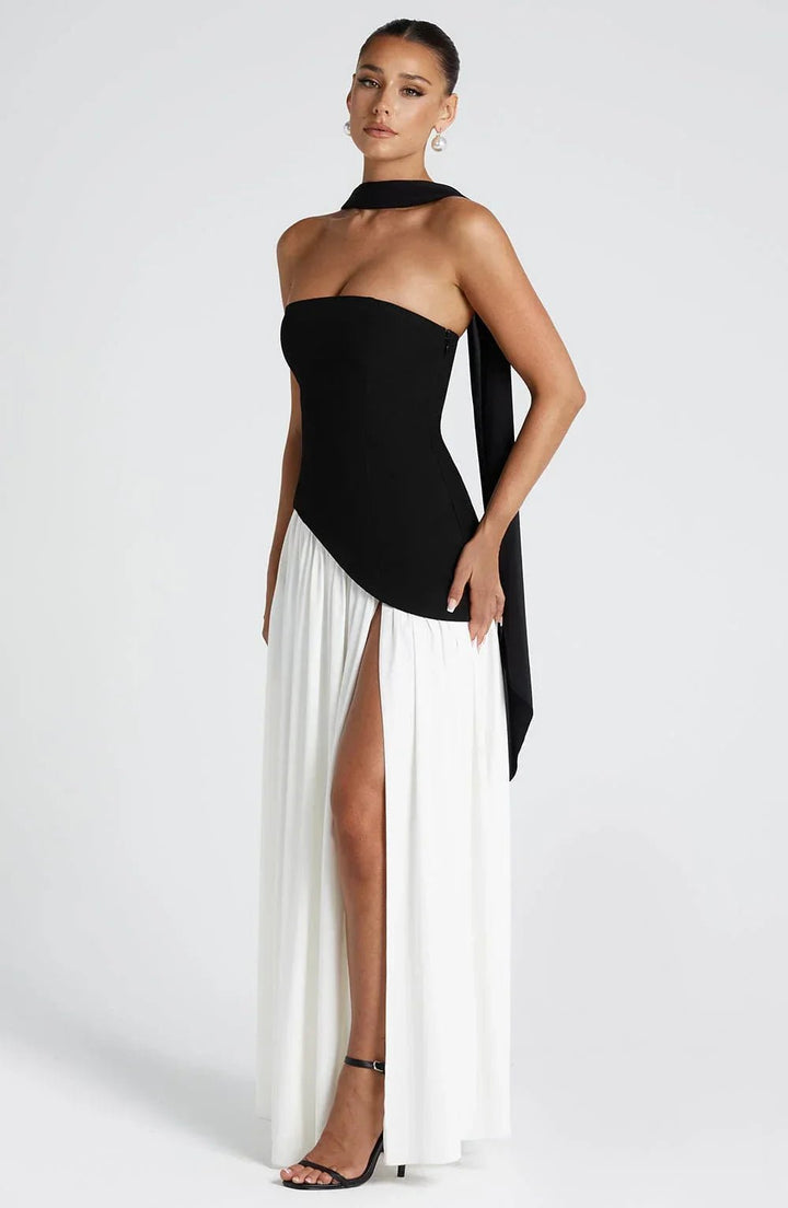 Women's Halterneck Maxi Dress | Wedding Guest High Split Draped View 14