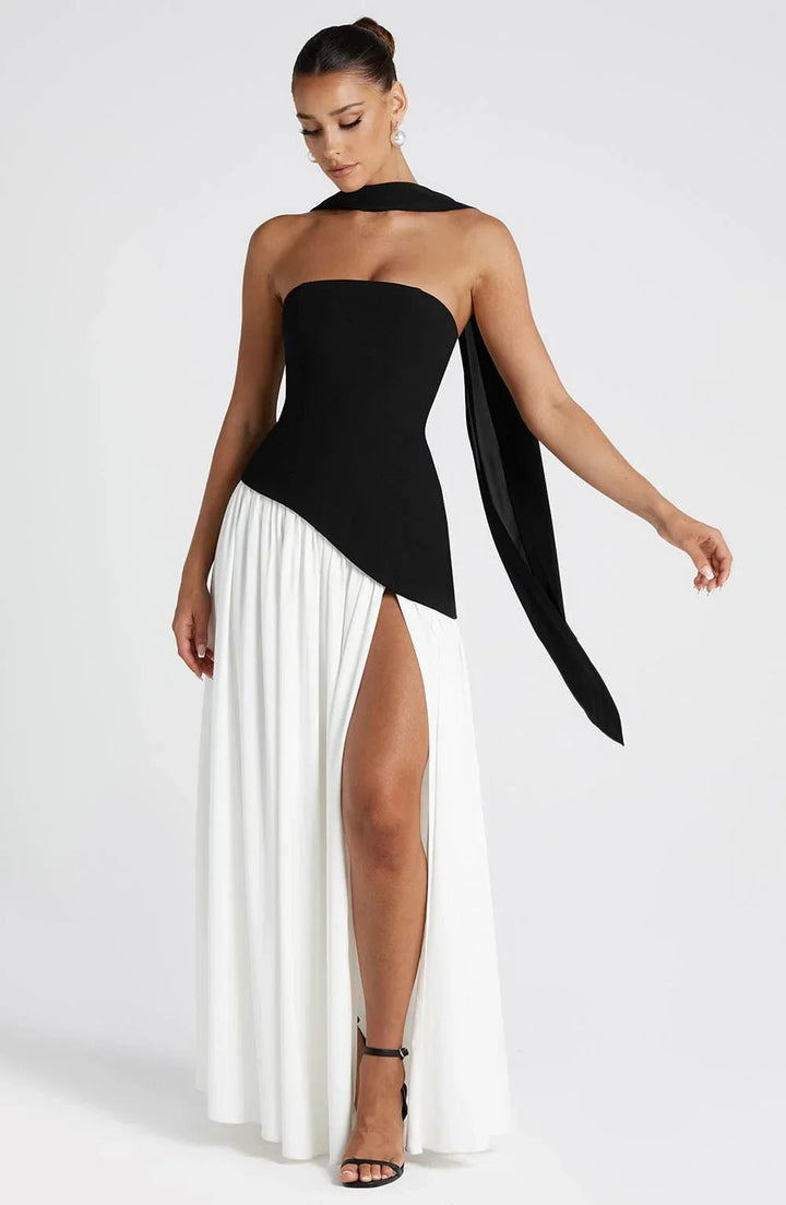Women's Halterneck Maxi Dress | Wedding Guest High Split Draped View 16