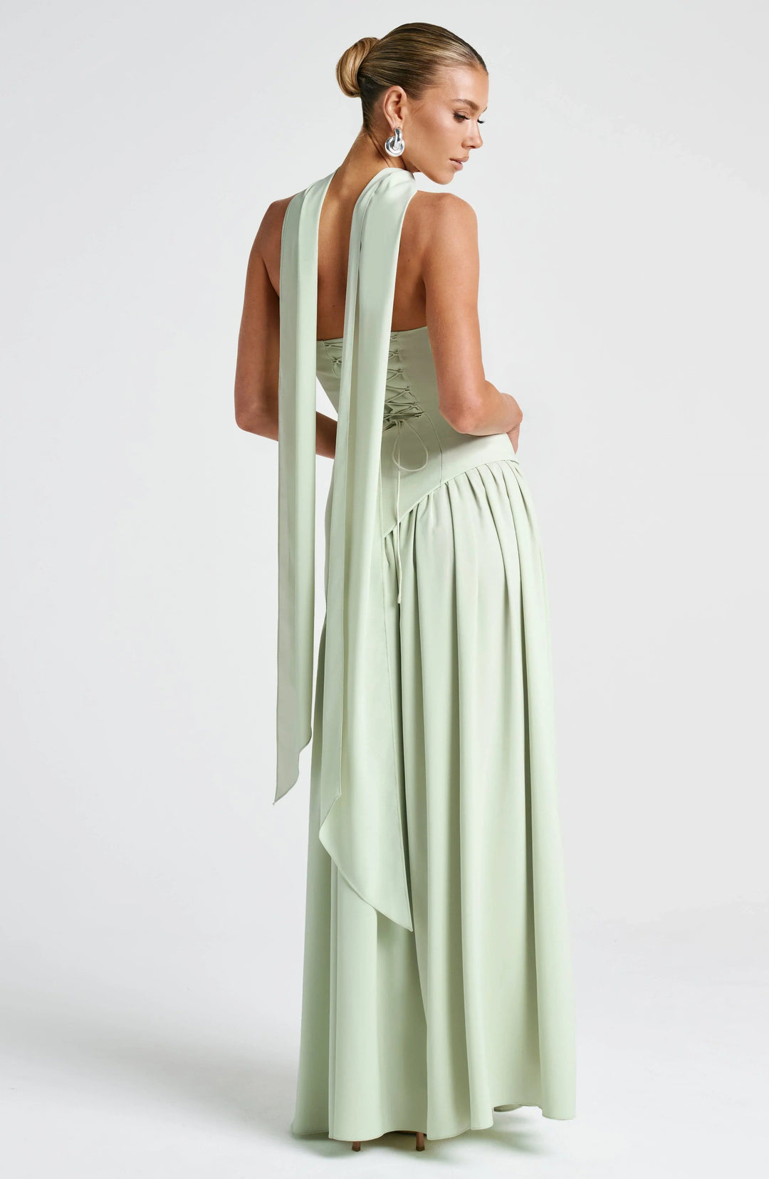 Women's Halterneck Maxi Dress | Wedding Guest High Split Draped View 22