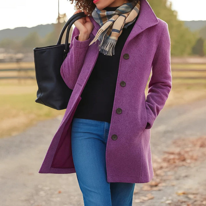Women's Heritage Wool Coat | Funnel Neck Classic Fit Back
