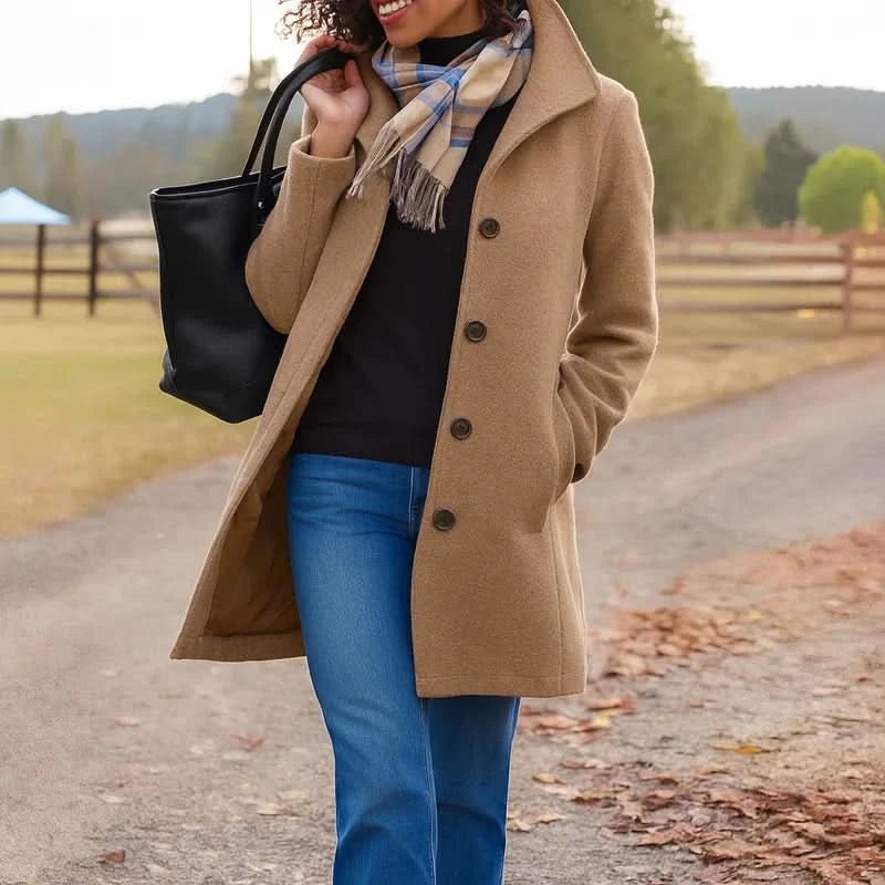 Women's Heritage Wool Coat | Funnel Neck Classic Fit Hero