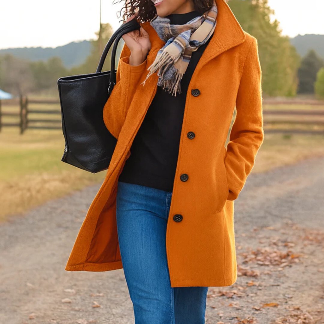 Women's Heritage Wool Coat | Funnel Neck Classic Fit Lifestyle