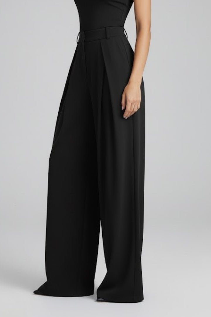 Women's High Rise Pleated Wide Leg Trousers Back