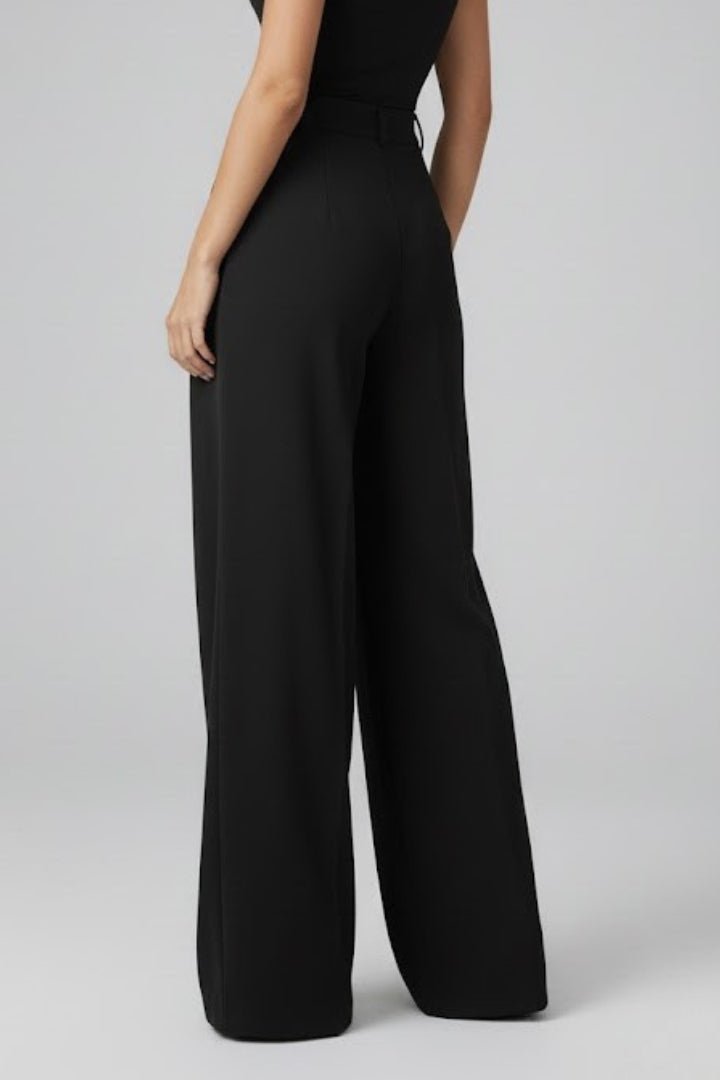 Women's High Rise Pleated Wide Leg Trousers Detail