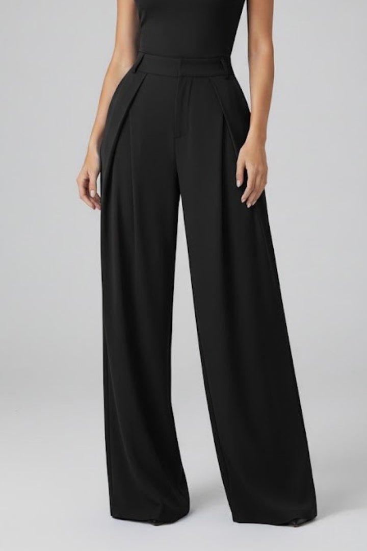 Women's High Rise Pleated Wide Leg Trousers Front