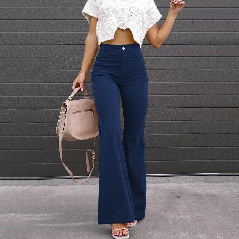 Women's High-Waist Corduroy Flare Trousers Detail