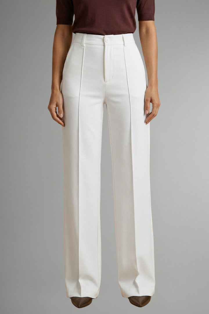 Women's High Waist Straight Leg Trousers | Pintuck Tailored Fit Angle