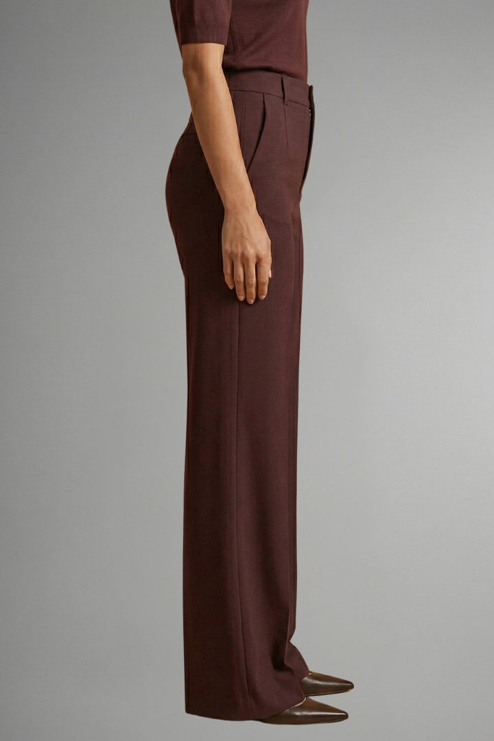 Women's High Waist Straight Leg Trousers | Pintuck Tailored Fit Back