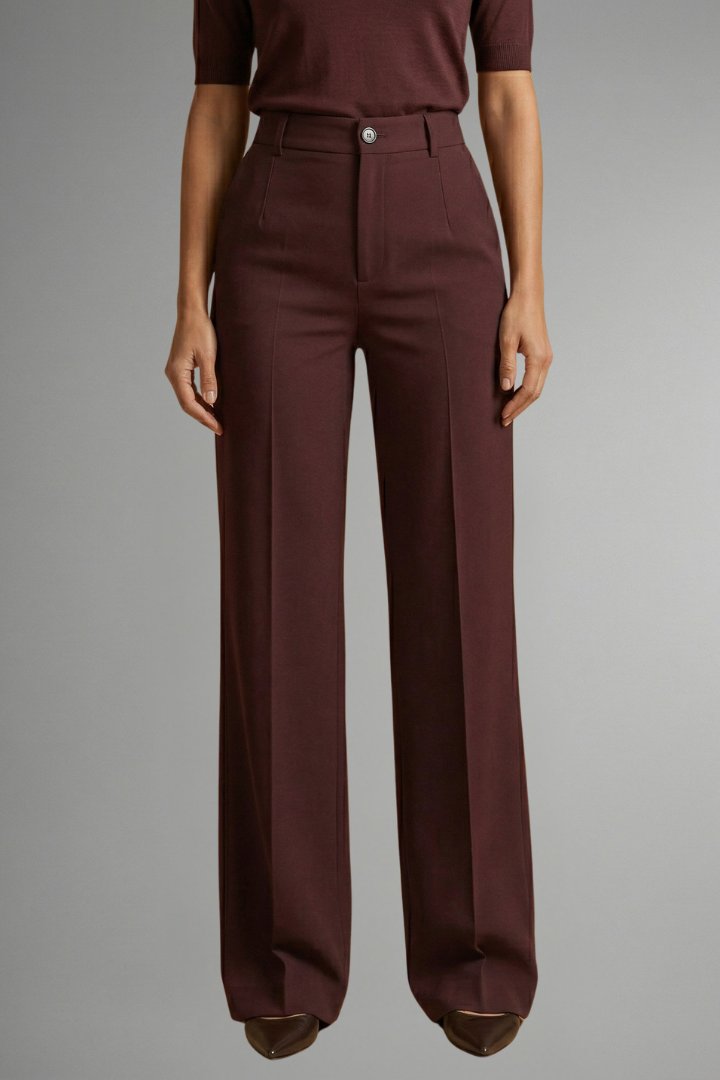 Women's High Waist Straight Leg Trousers | Pintuck Tailored Fit Detail