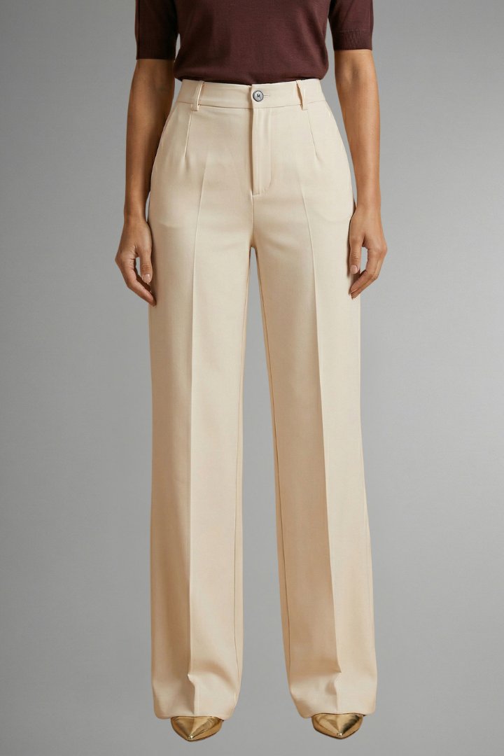 Women's High Waist Straight Leg Trousers | Pintuck Tailored Fit Full