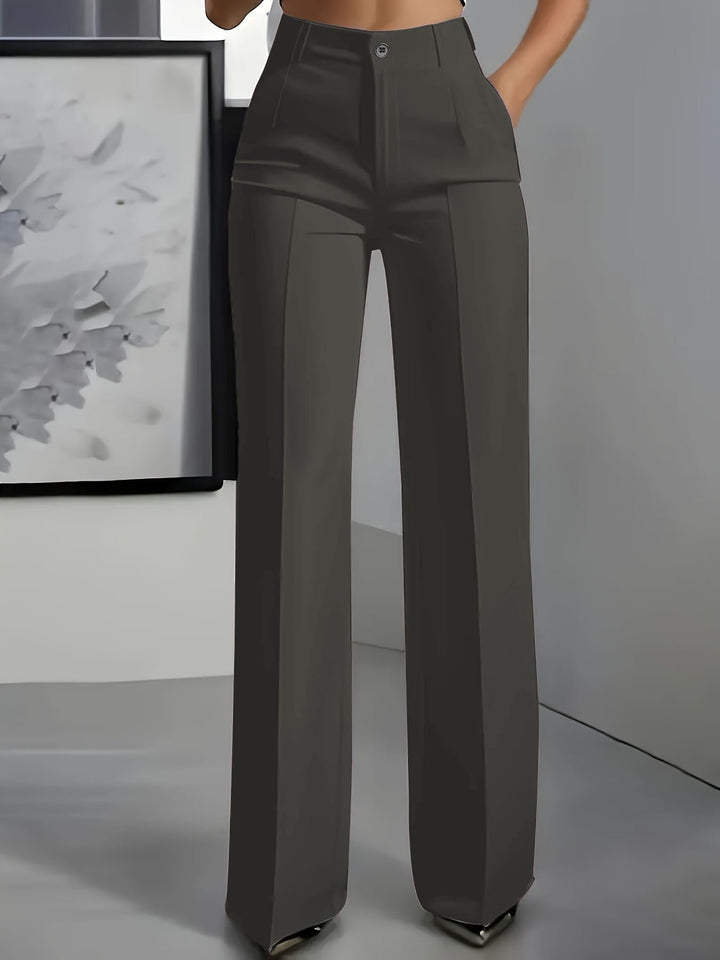 Women's High Waist Wide Leg Trousers | Center Seam Flare Fit Detail