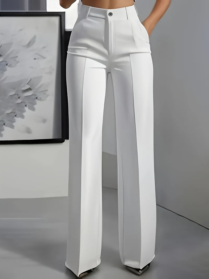 Women's High Waist Wide Leg Trousers | Center Seam Flare Fit Front