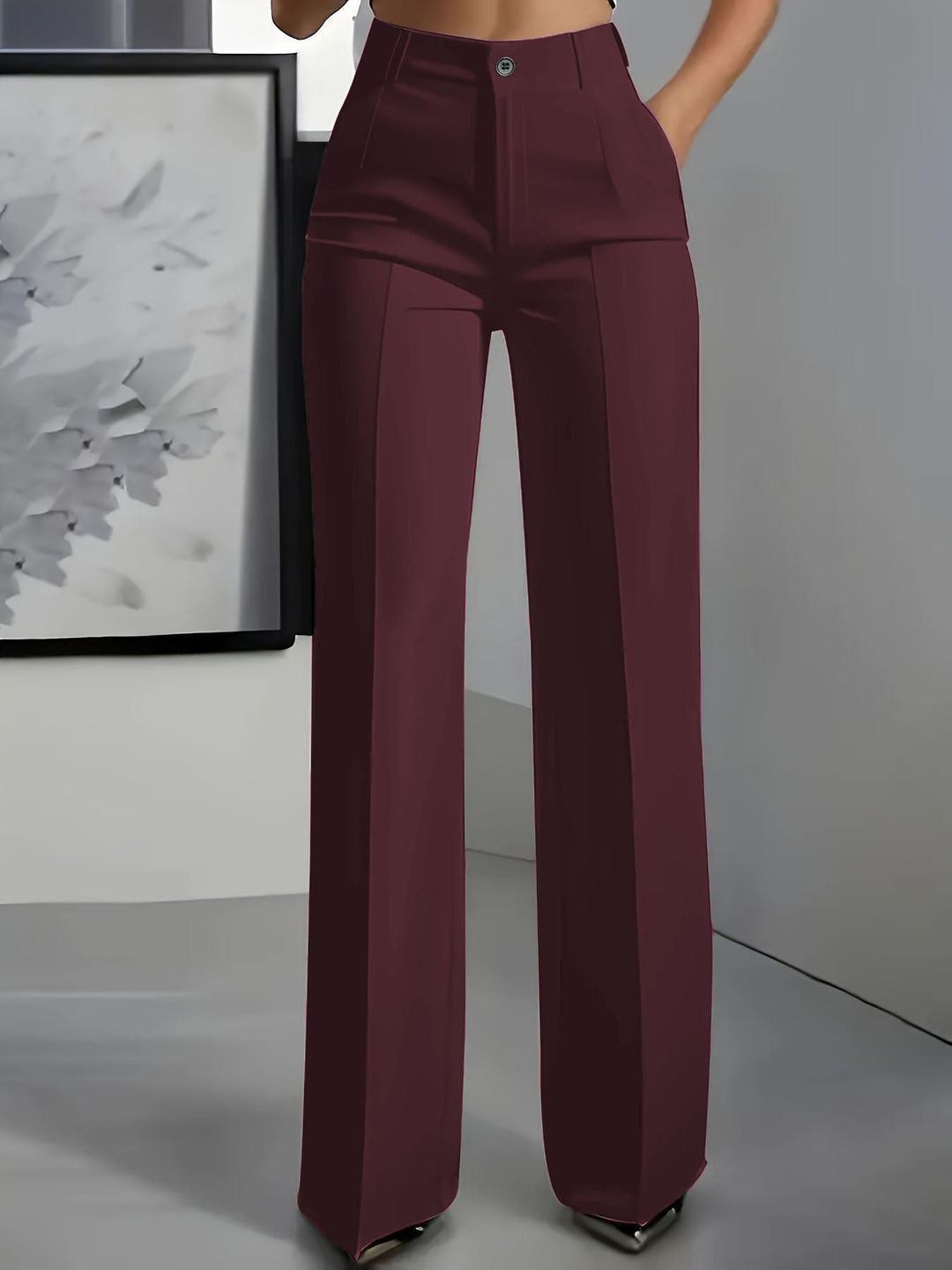 Women's High Waist Wide Leg Trousers | Center Seam Flare Fit Lifestyle