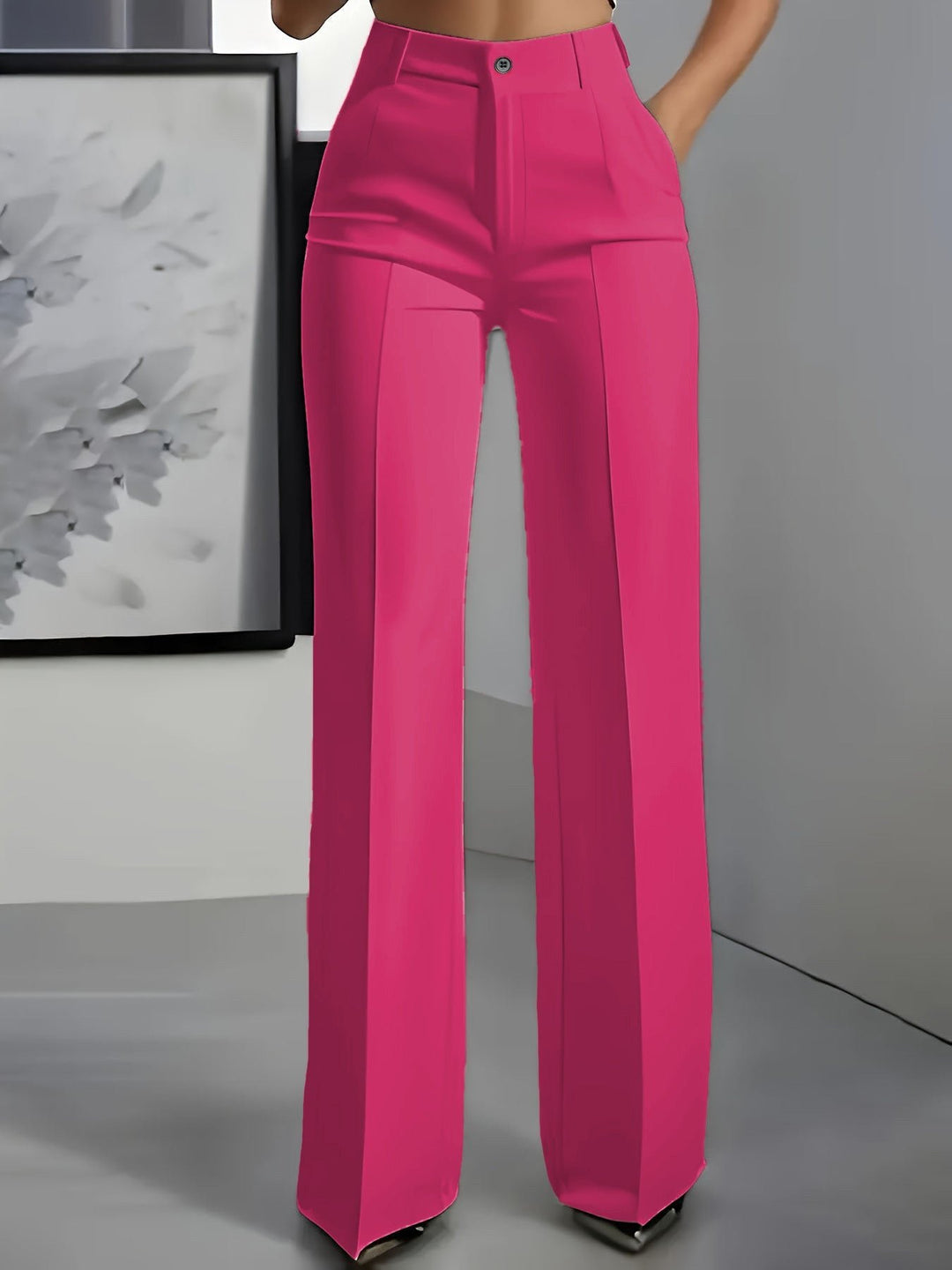 Women's High Waist Wide Leg Trousers | Center Seam Flare Fit Side