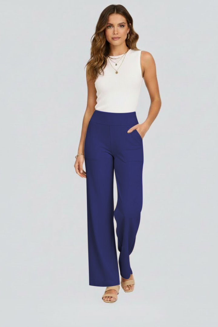 Women's High Waist Wide Leg Trousers with Side Pockets View 11