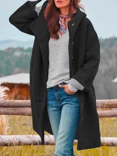 Women's Hooded Cocoon Coat | Relaxed Fit Padded Warmth Close Up