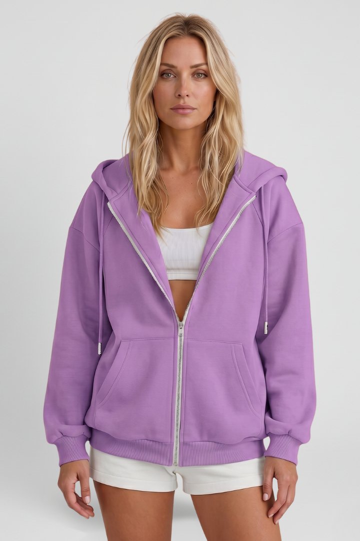 Women's Hooded Jacket | Asymmetrical Zip with Drawstring View 11