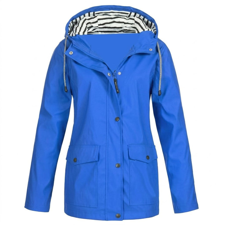 Women's Hooded Jacket | Water-Resistant Windproof Striped Hood Lining Close Up