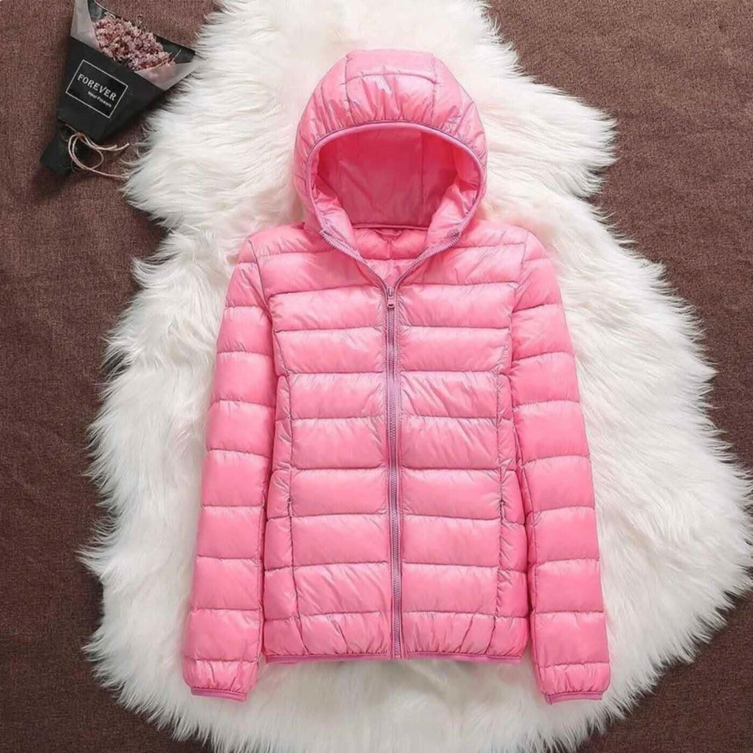 Women's Hooded Windproof Jacket | Fitted Puffer Rain Shield Back