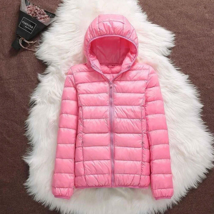 Women's Hooded Windproof Jacket | Fitted Puffer Rain Shield Back
