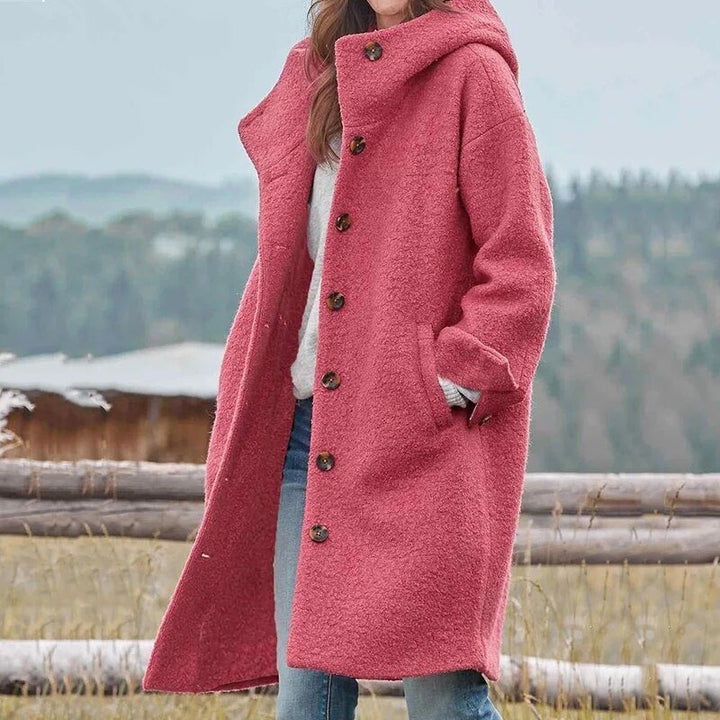 Women's Hooded Winter Coat | Relaxed Fit with Lapel Collar Back