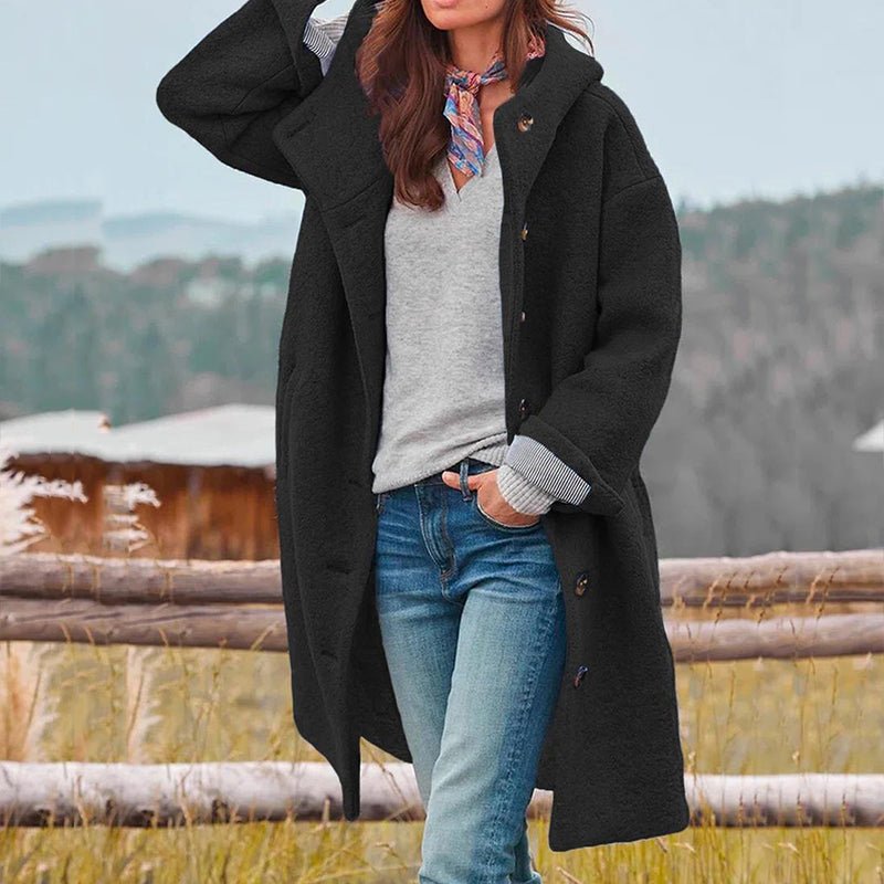 Women's Hooded Winter Coat | Relaxed Fit with Lapel Collar Detail