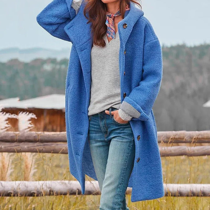 Women's Hooded Winter Coat | Relaxed Fit with Lapel Collar Front