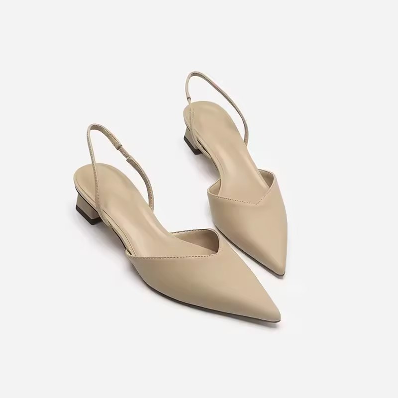 Women's Kitten Heel Slingbacks | Pointed Toe Slim Heel Close Up