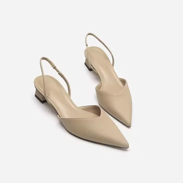 Women's Kitten Heel Slingbacks | Pointed Toe Slim Heel Close Up