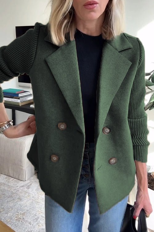 Women's Knit Double-Breasted Blazer | Ribbed Panel Smart Casual Fit Alternate