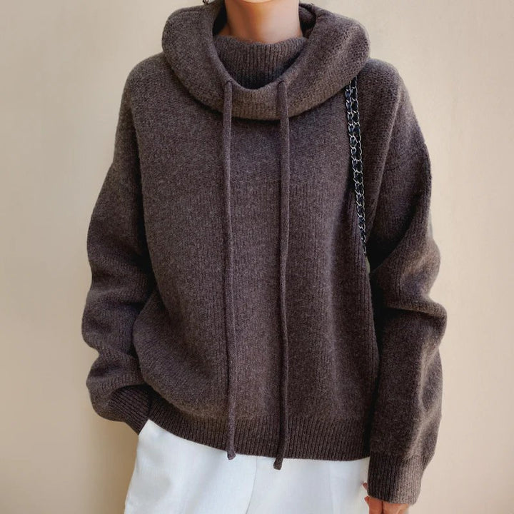 Women's Knit Hooded Sweater | Oversized Cowl Hood Relaxed Fit Hero