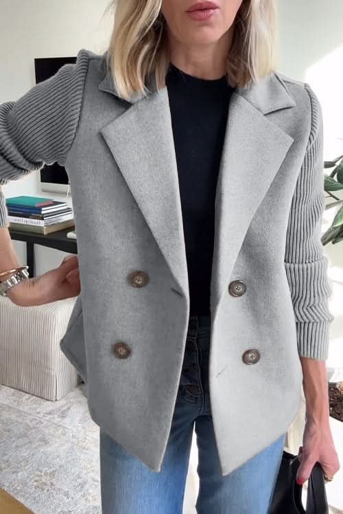 Women's Knit Sleeve Casual Blazer Coat Angle