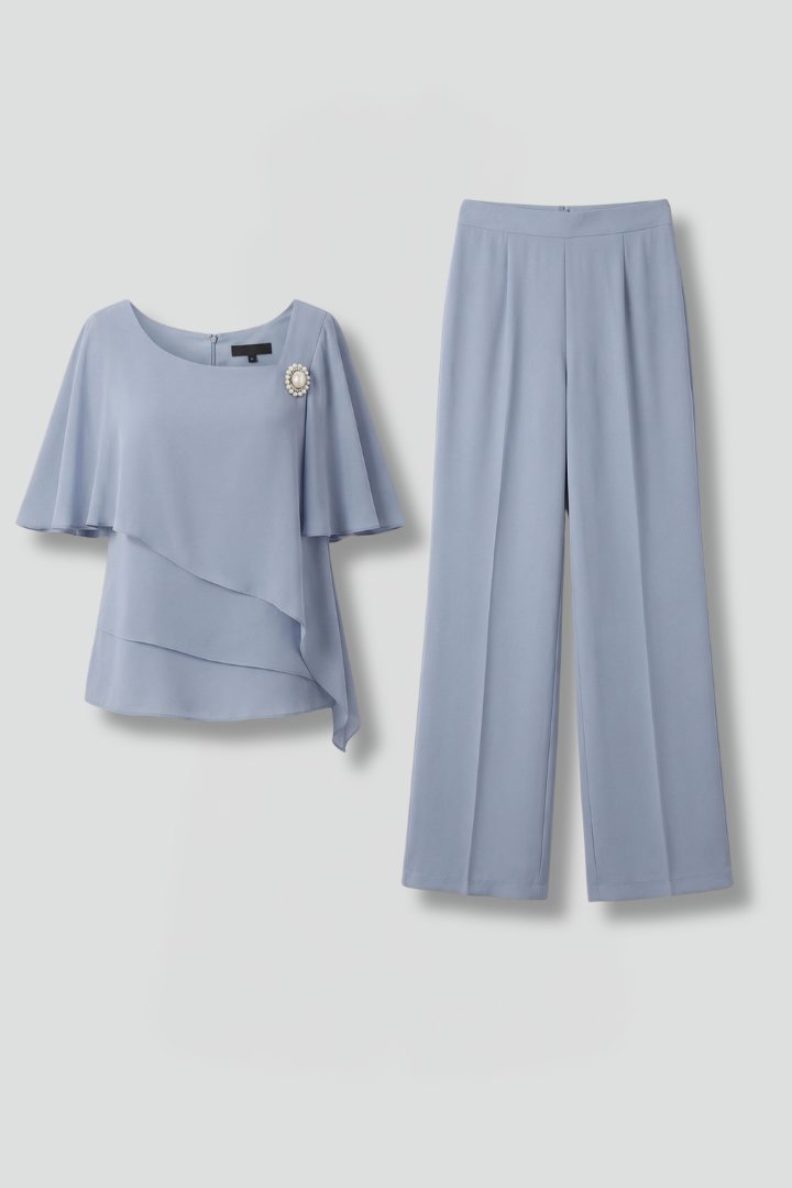 Women's Layered Top | Straight Leg Trousers Set Hero