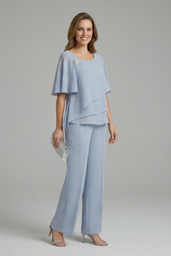 Women's Layered Top | Straight Leg Trousers Set Side