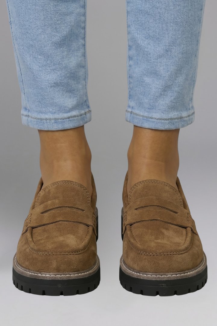 Women's Leather Lug Sole Loafers | Slip On Chunky Flat Detail