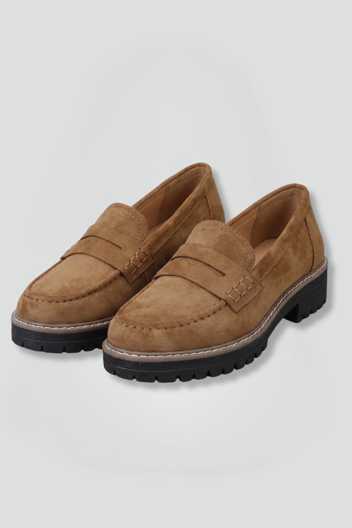Women's Leather Lug Sole Loafers | Slip On Chunky Flat Hero