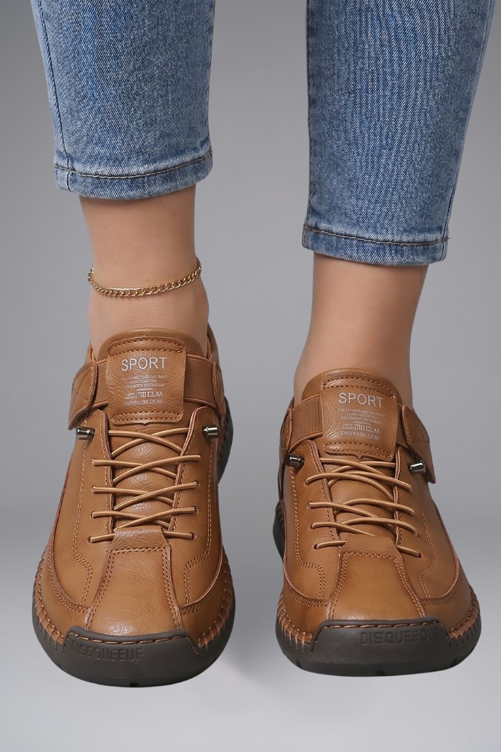 Women's Leather Trainers | Elastic Panel Strap Fastening Alternate