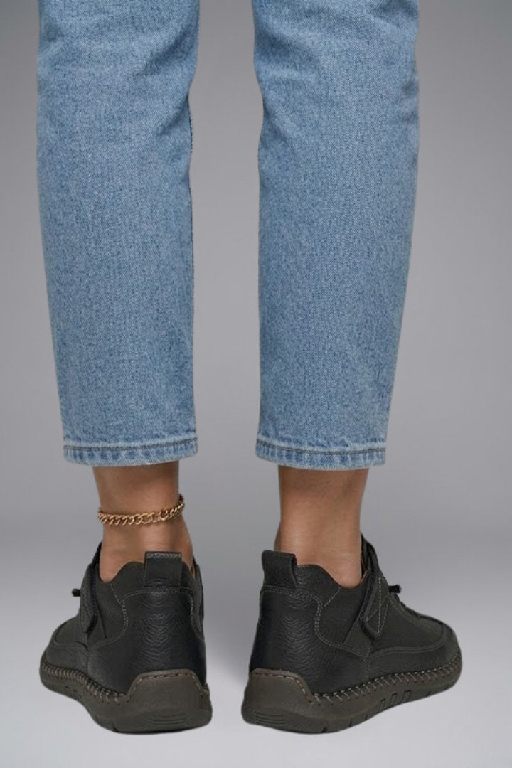 Women's Leather Trainers | Elastic Panel Strap Fastening Back