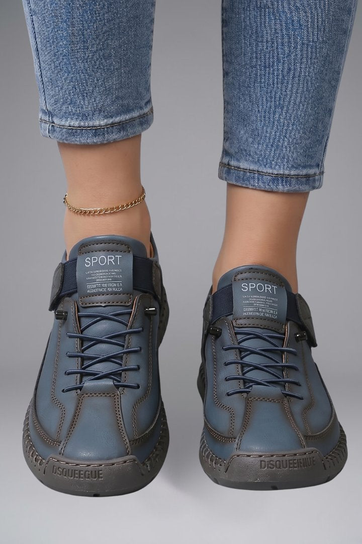 Women's Leather Trainers | Elastic Panel Strap Fastening Full